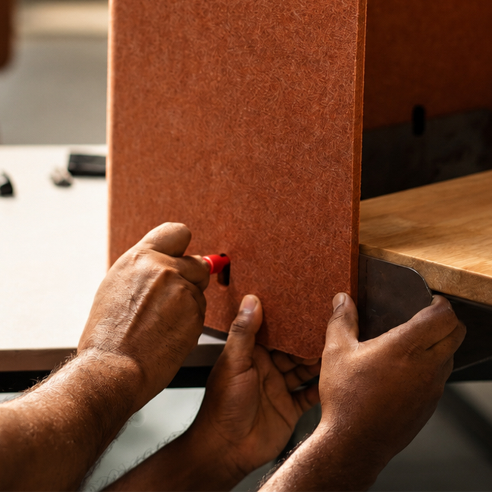 Acoustic felt screen mounting detail