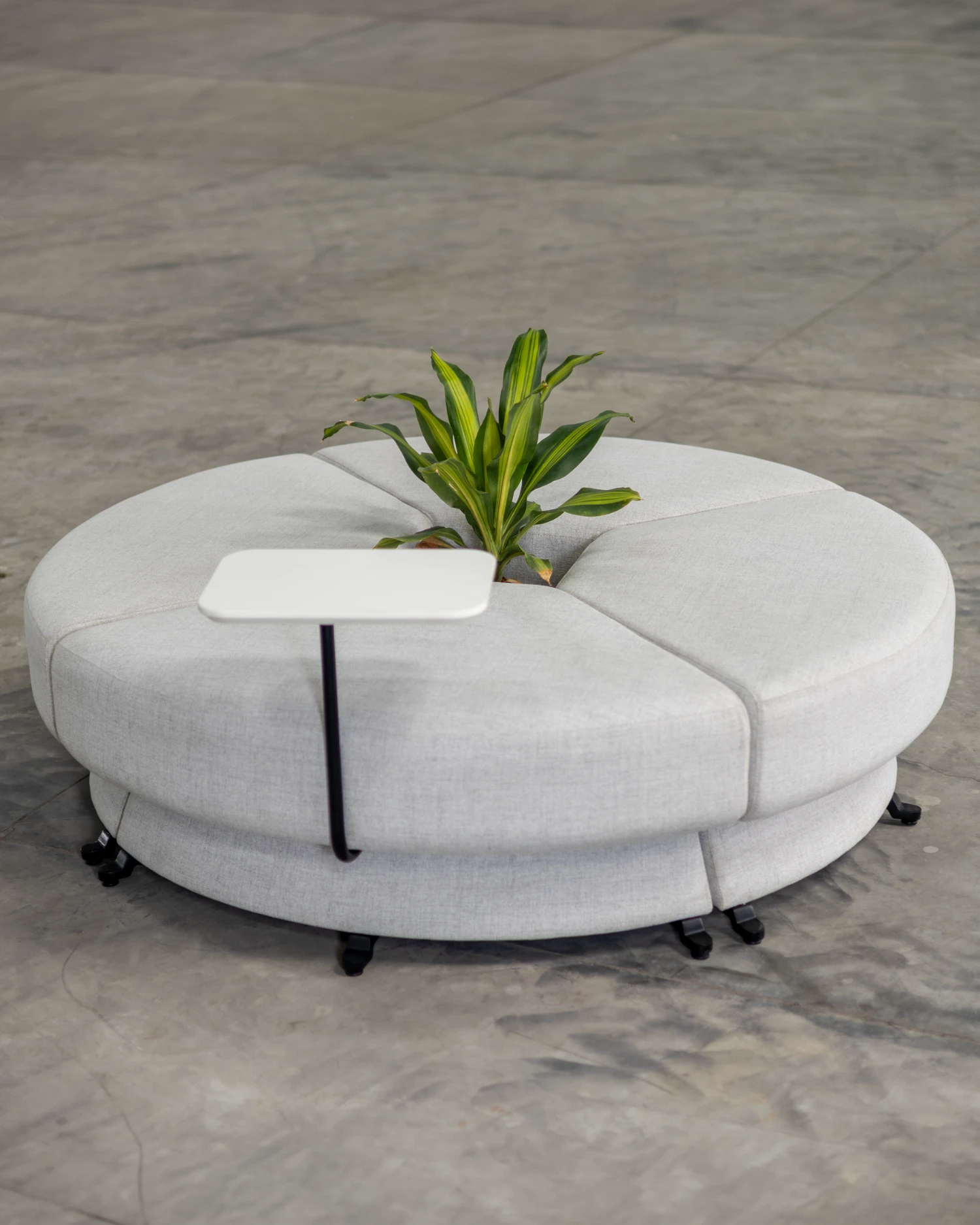 Attuny sync circular collaboration ottoman island with central planter